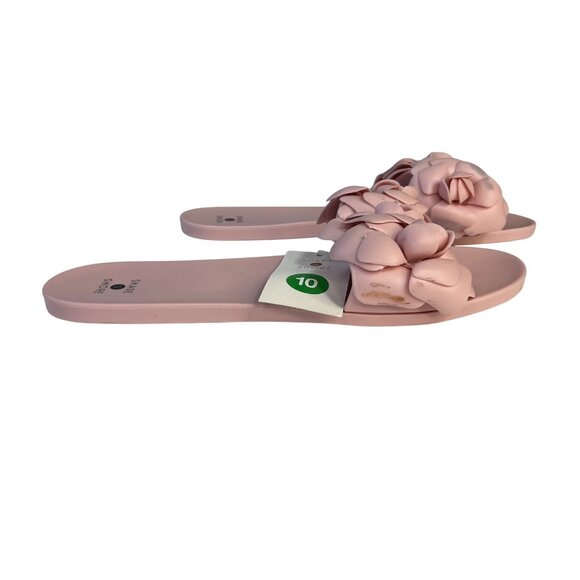 Shade & Shore Flower Embellished Slides Sandals Womens Size 10 Pink New Summer - Picture 1 of 13